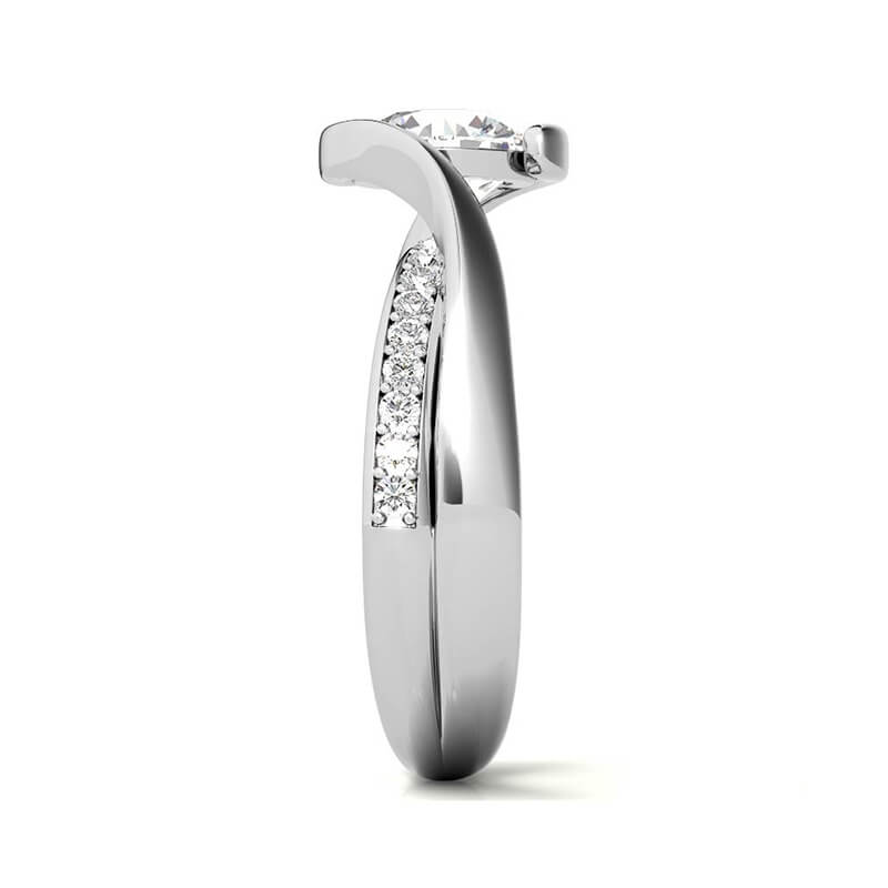 Bypass Half-Bezel Moissanite Pave Engagement Ring
