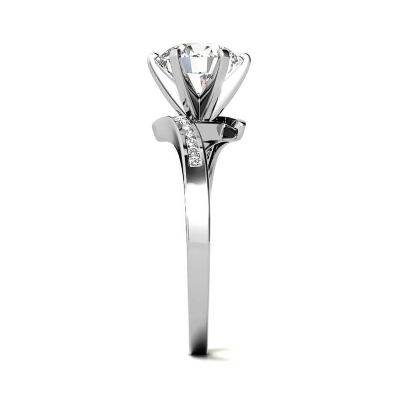 Bypass Round Moissanite Channel-Set Side Stones Engagement Ring