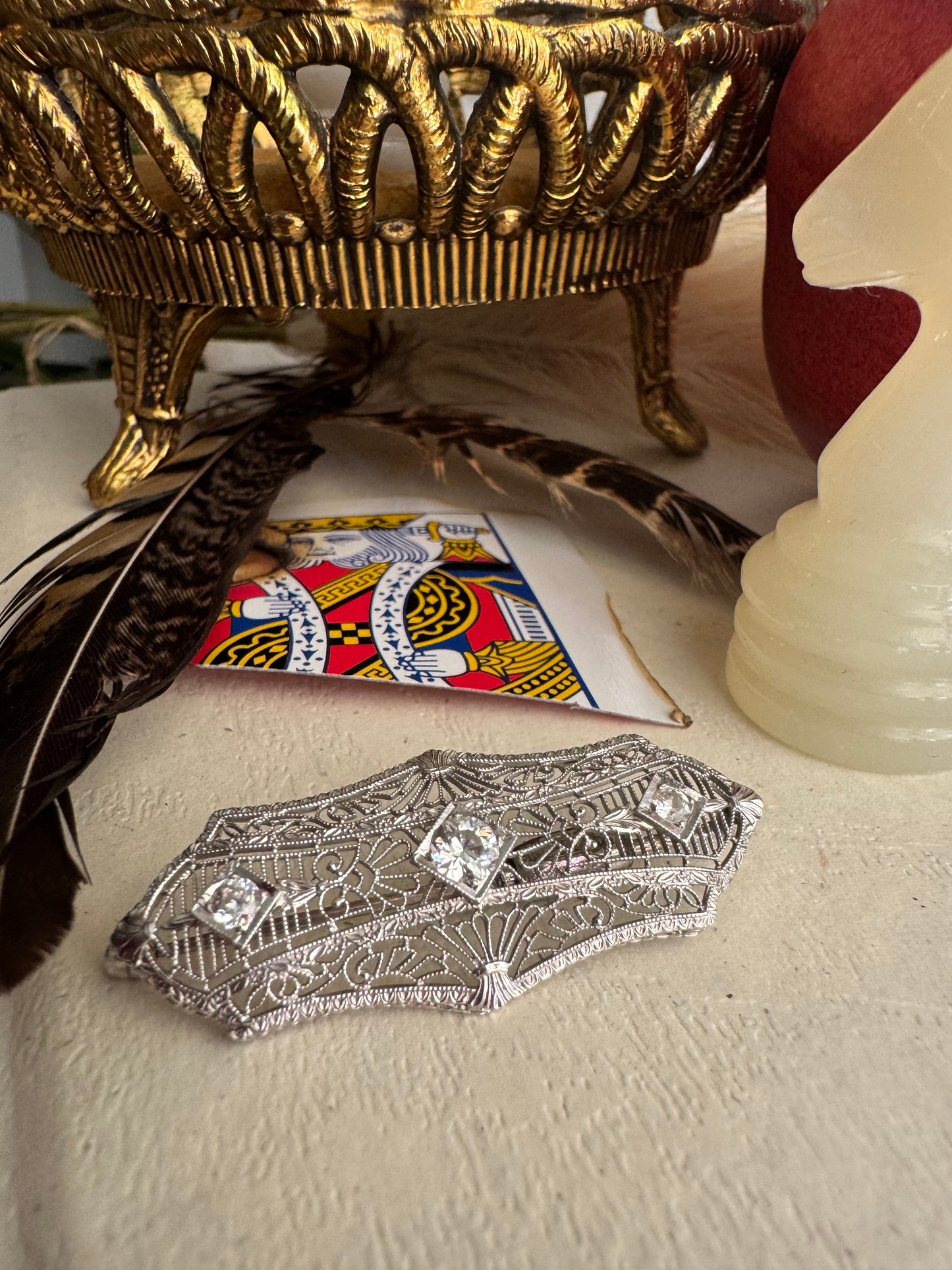 Antique 14k Brooch/Pin with OMC Diamonds