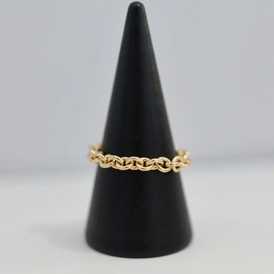 Gold Cable Chain Ring - Choose Metal - Sterling Silver or 14 Karat Gold Fill