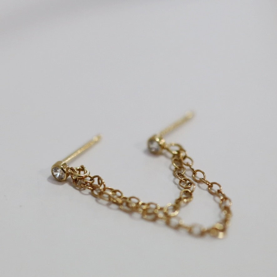 Cubic Zirconia Gemstone Stud Earring in Gold Fill / SINGLE EARRING / READY TO SHIP