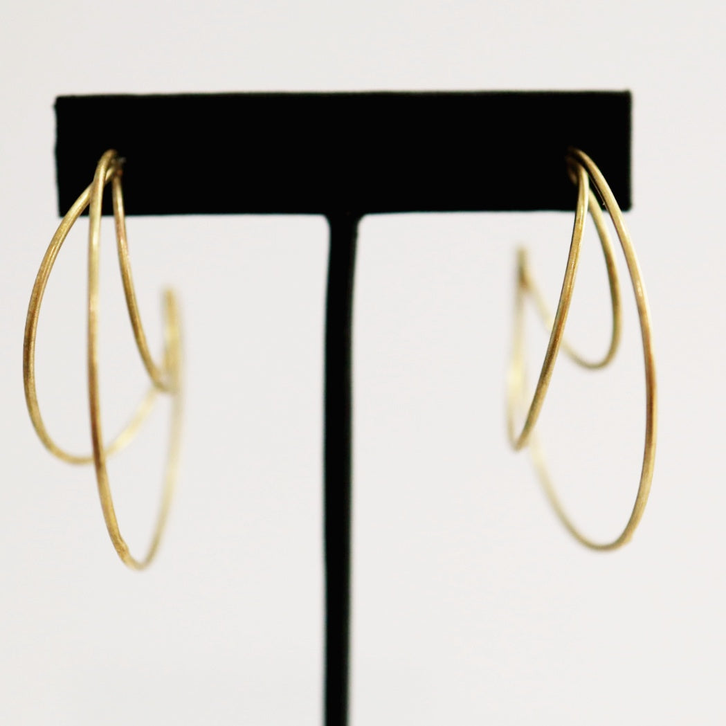 Triple Frame Hoop Earrings - Choose Your Metal / Ready to ship in Brass