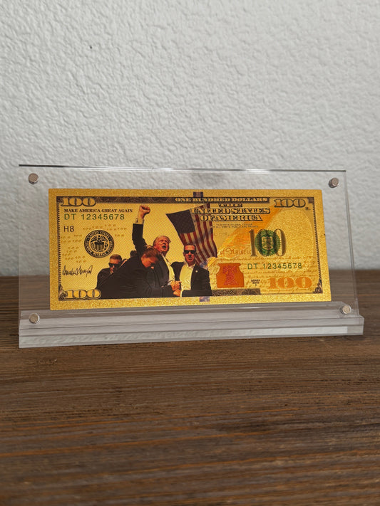 President Trump Gold Foil Embossed $100 Bill