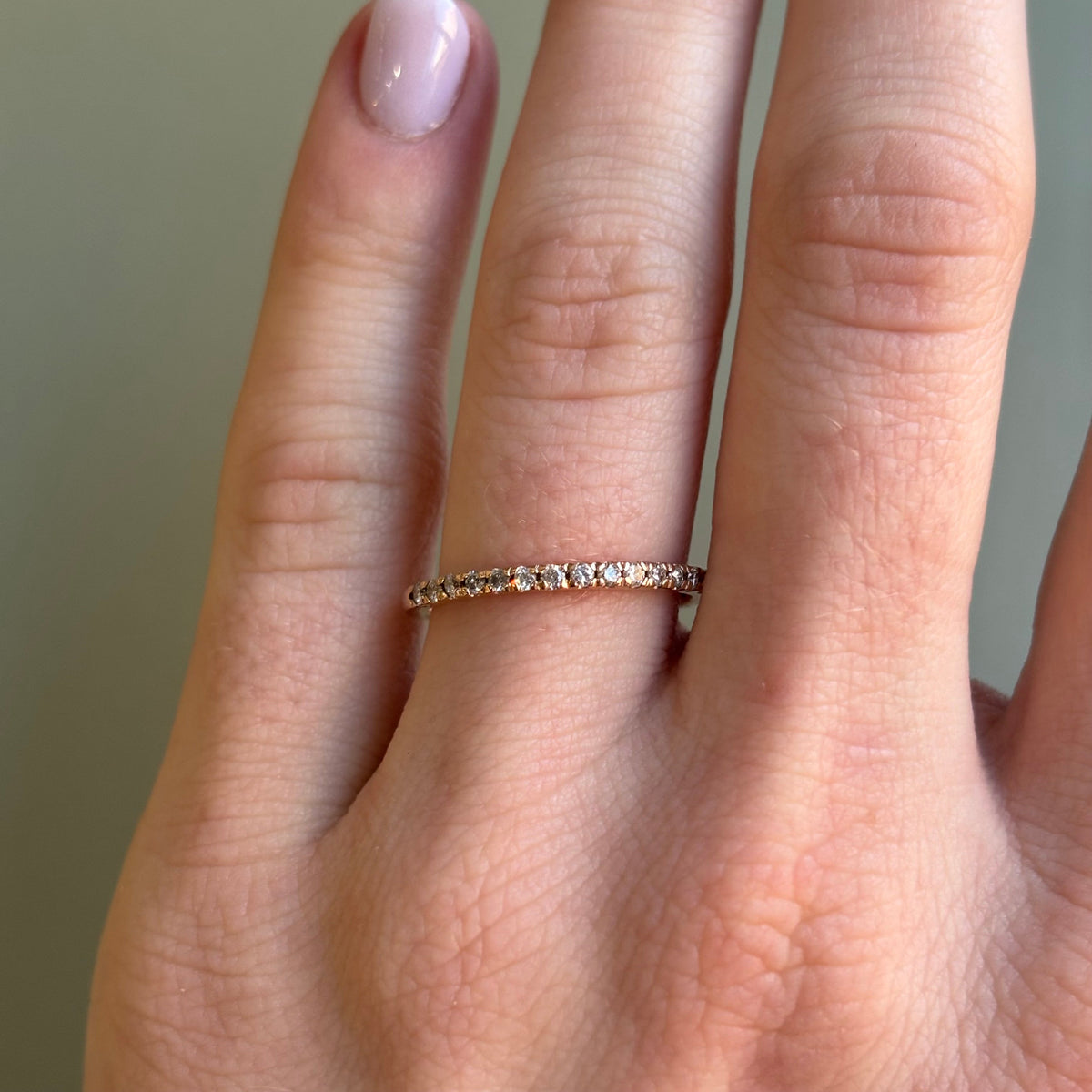 0.25 CTW Natural Diamond French Set Band | 14K Rose Gold