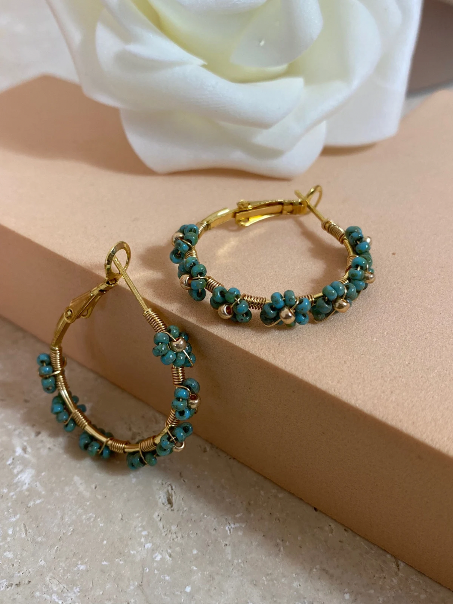Florianne hoop earrings - Miyuki seed beads