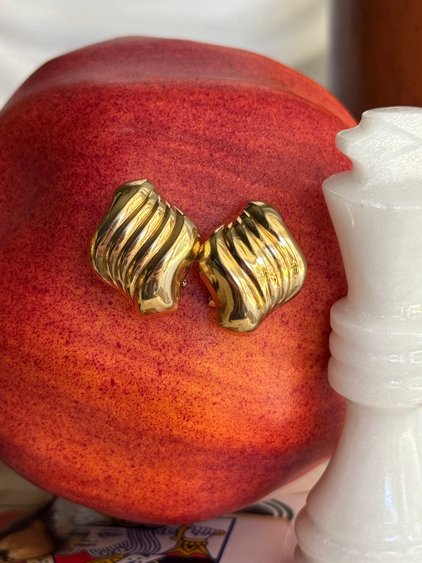 Vintage 14k Italy Classic Omega Back Earrings