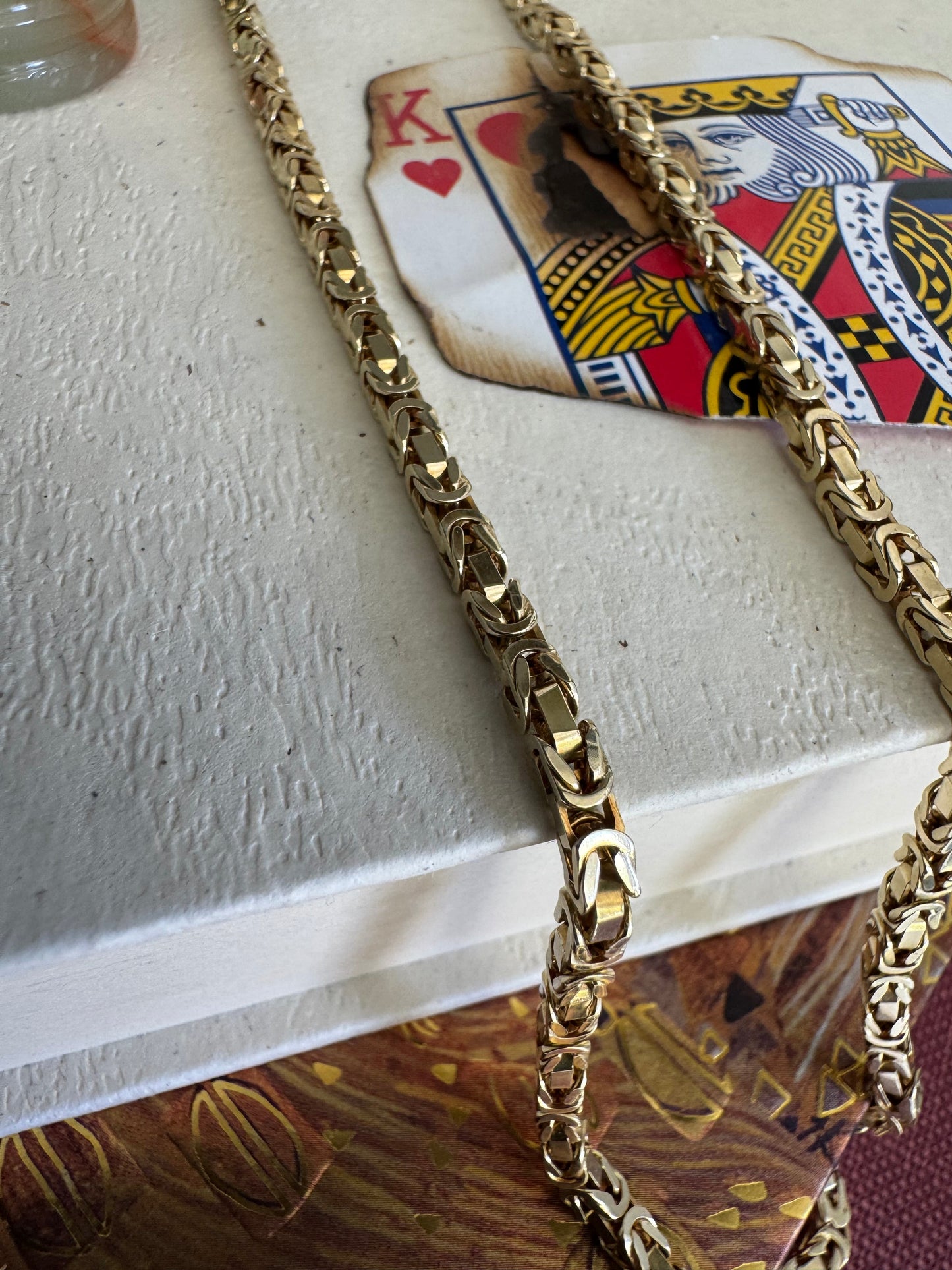 Vintage 14k Yellow Gold Square Byzantine Chain