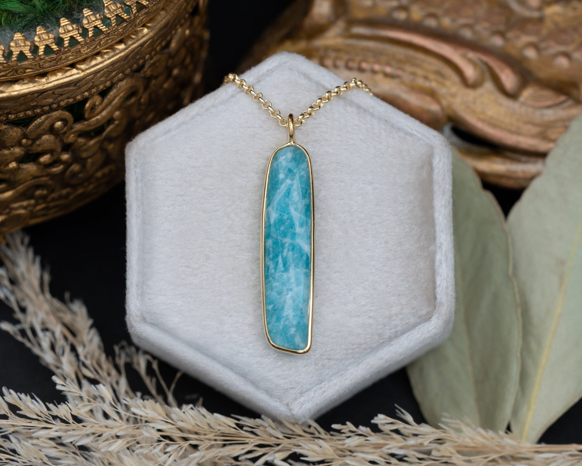 Atlas Collection - Amazonite Pendant Necklace In 18K Gold Vermeil - By Jorge Revilla