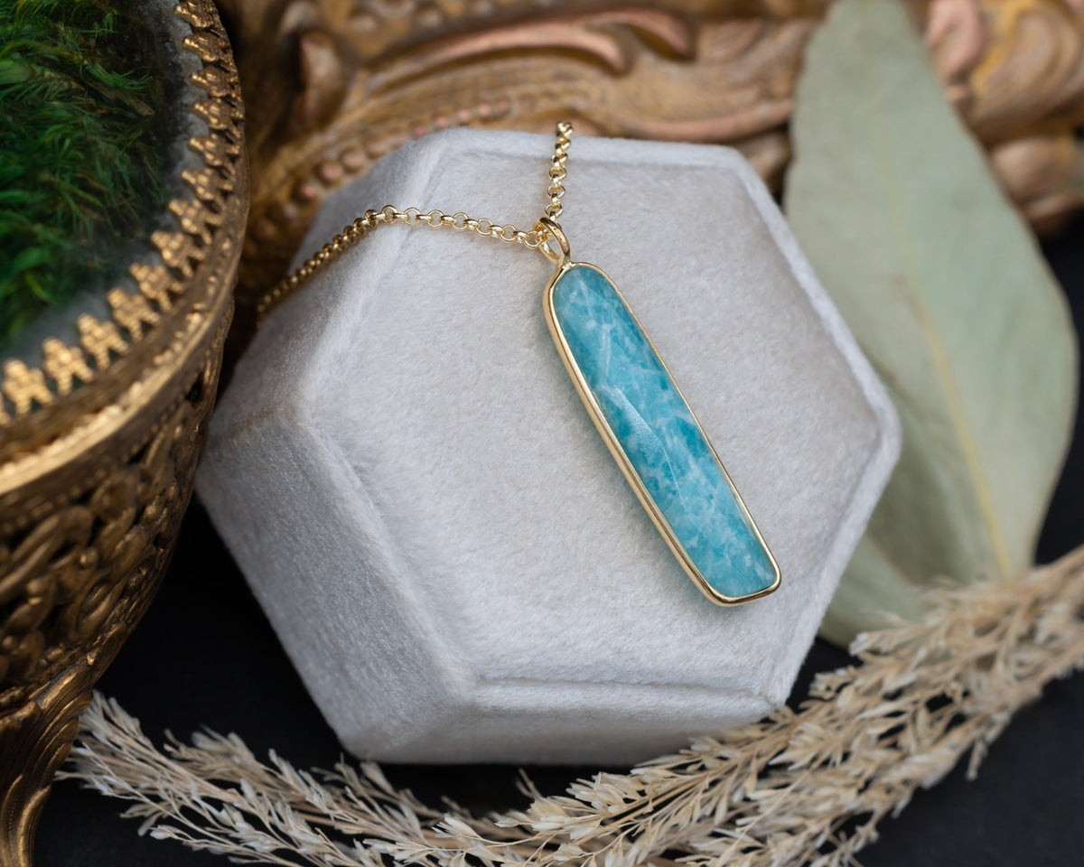 Atlas Collection - Amazonite Pendant Necklace In 18K Gold Vermeil - By Jorge Revilla