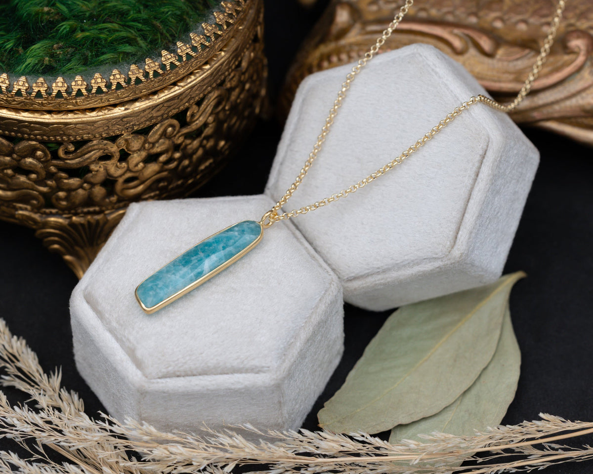 Atlas Collection - Amazonite Pendant Necklace In 18K Gold Vermeil - By Jorge Revilla