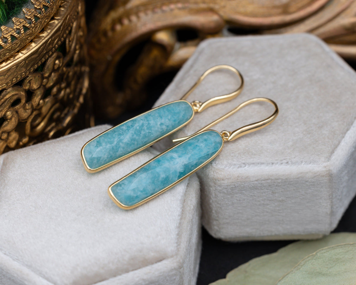 Atlas Collection - Amazonite Dangle Earrings In 18K Gold Vermeil - By Jorge Revilla