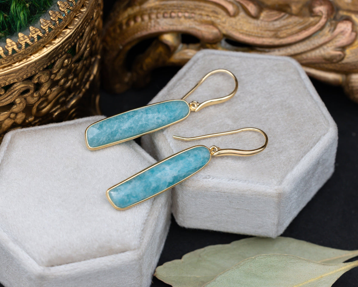 Atlas Collection - Amazonite Dangle Earrings In 18K Gold Vermeil - By Jorge Revilla