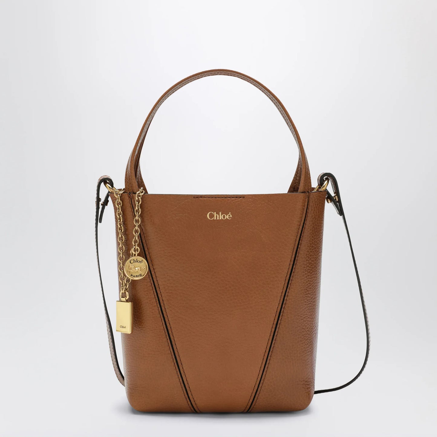 Chloé - Small Spin brown leather tote bag