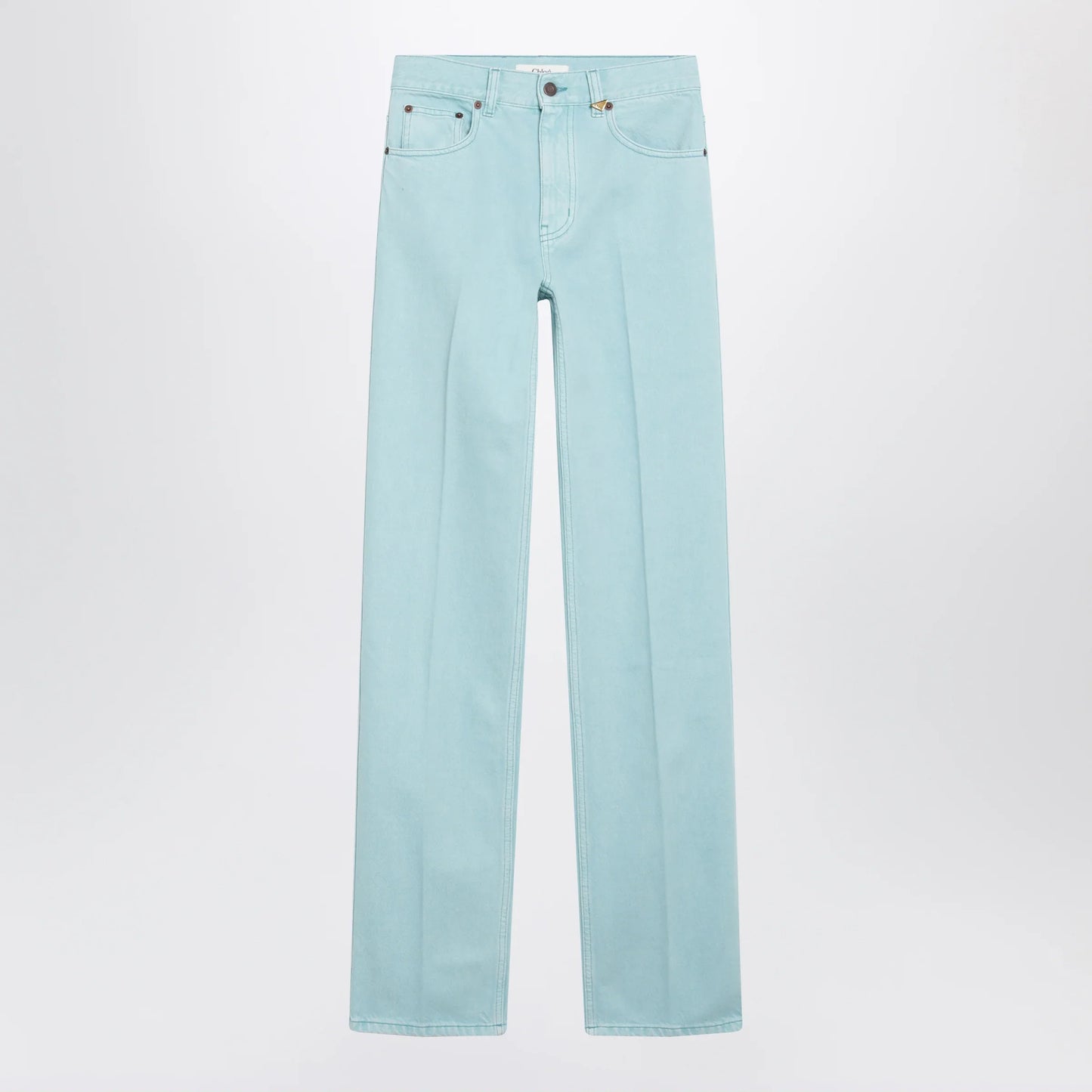Chloé - Straight jeans in turquoise organic cotton denim