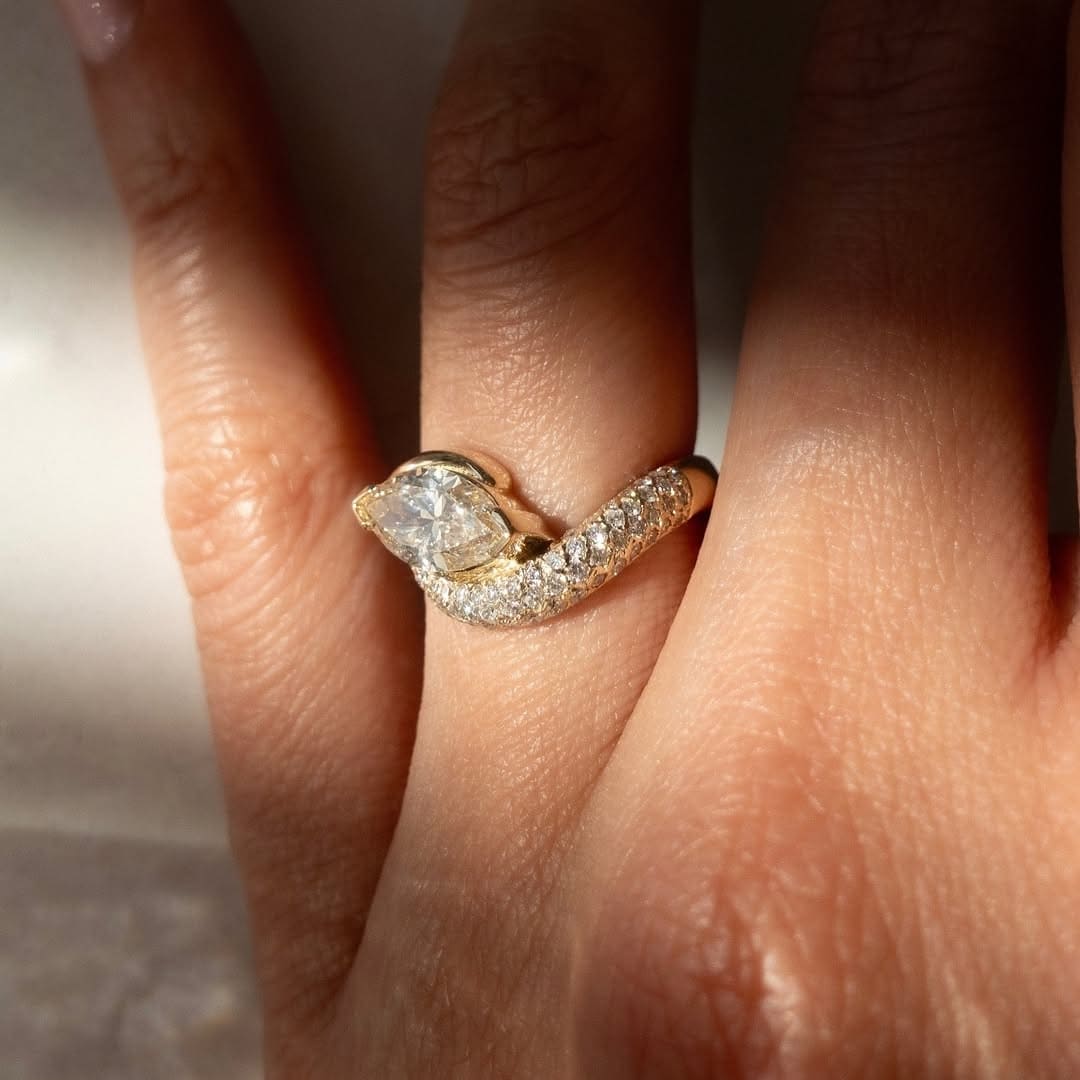 Opulent Pave Twist Design Marquise Cut 3.0ct Engagement Ring In Sterling Silver