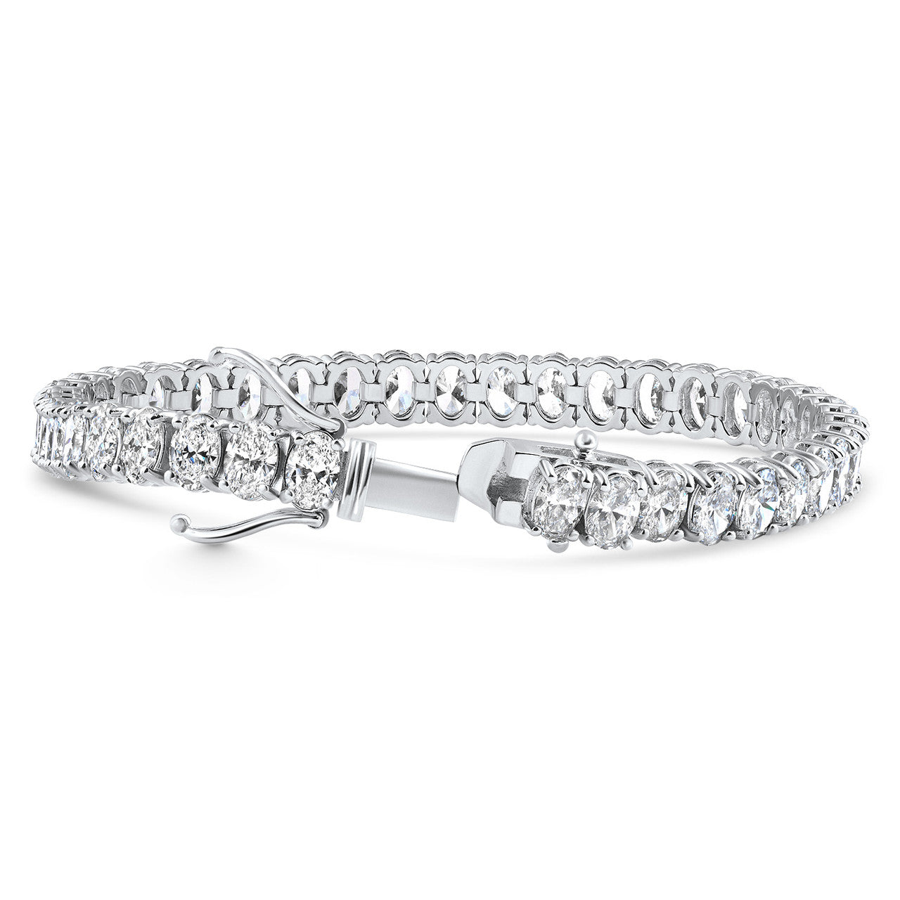 16Ct TW Oval Diamond Tennis Bracelet 14k Gold 7" Lab Grown