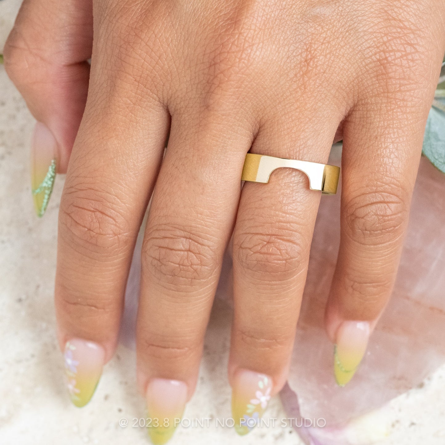 Ellipse Setting Wedding Ring, 6mm Polished