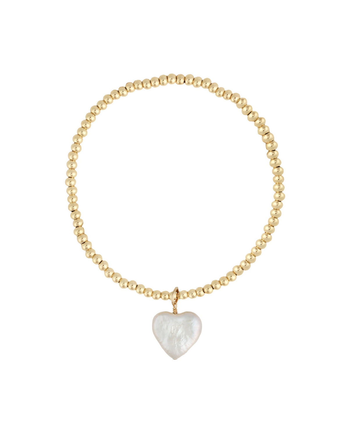 Pearl Heart Charm Beaded Bracelet