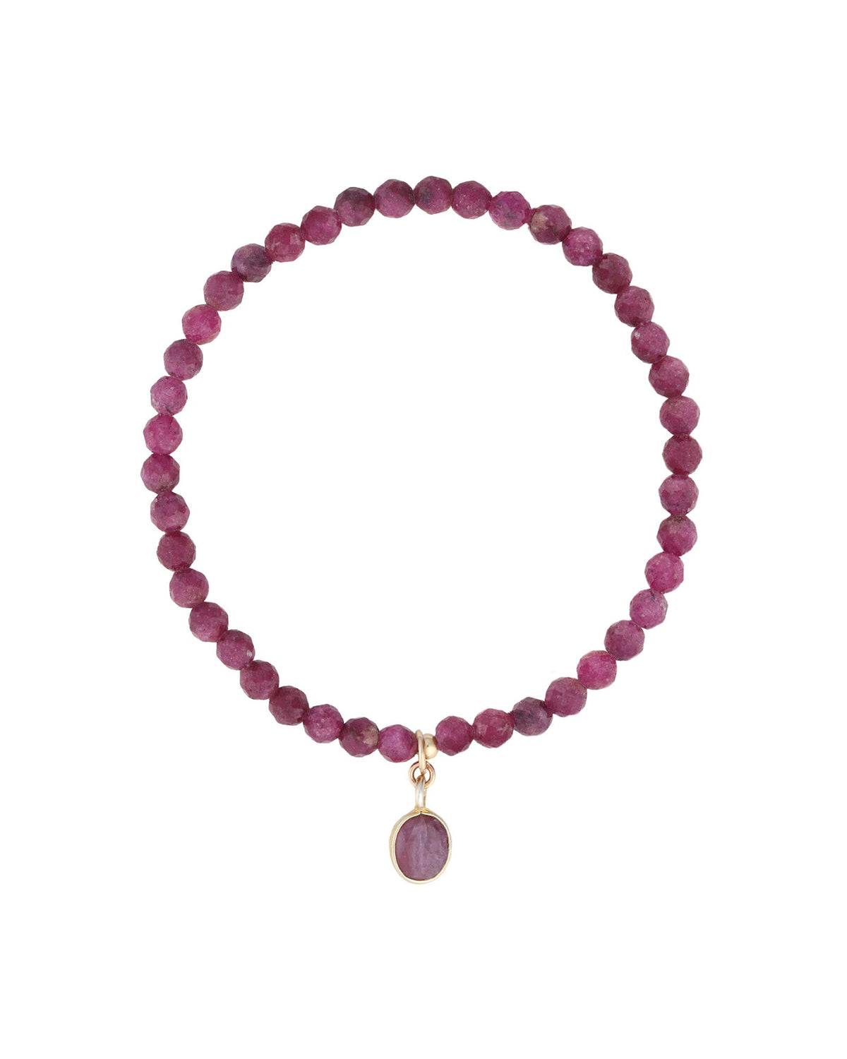 Drop Bezel Charm Beaded Bracelet | 4mm