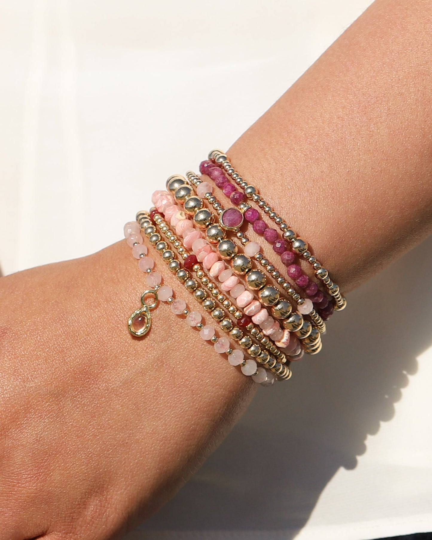 Drop Bezel Charm Beaded Bracelet | 4mm