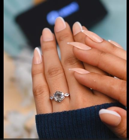 Unique Black Rutilated Quartz Engagement Ring For Women