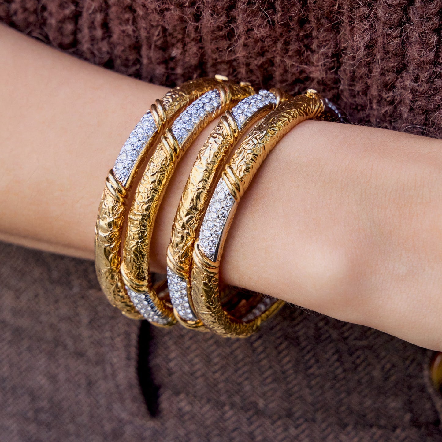 Van Cleef & Arpels Set of Four Diamond Bangle Bracelets