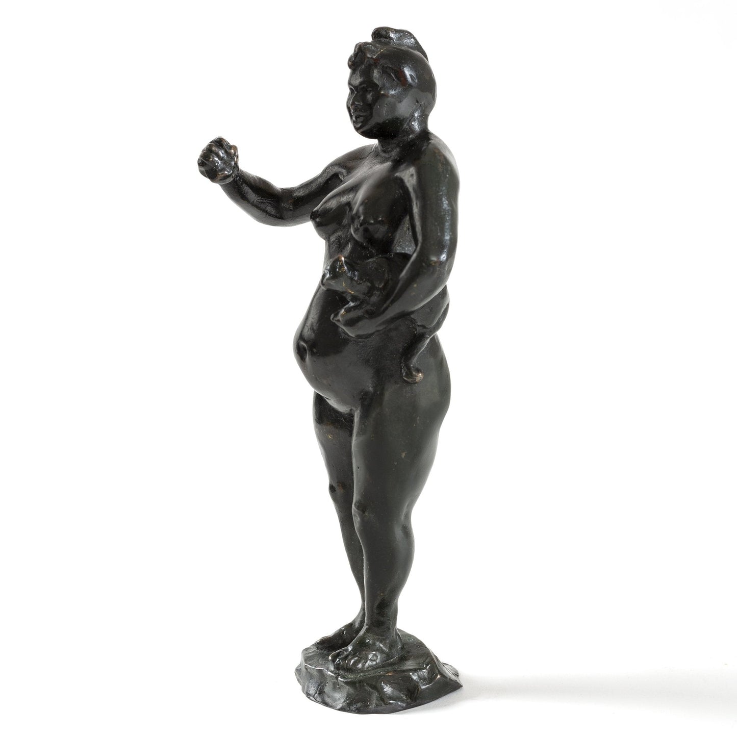 François-Rupert Carabin "Woman and Cat" Patinated Bronze Sculpture