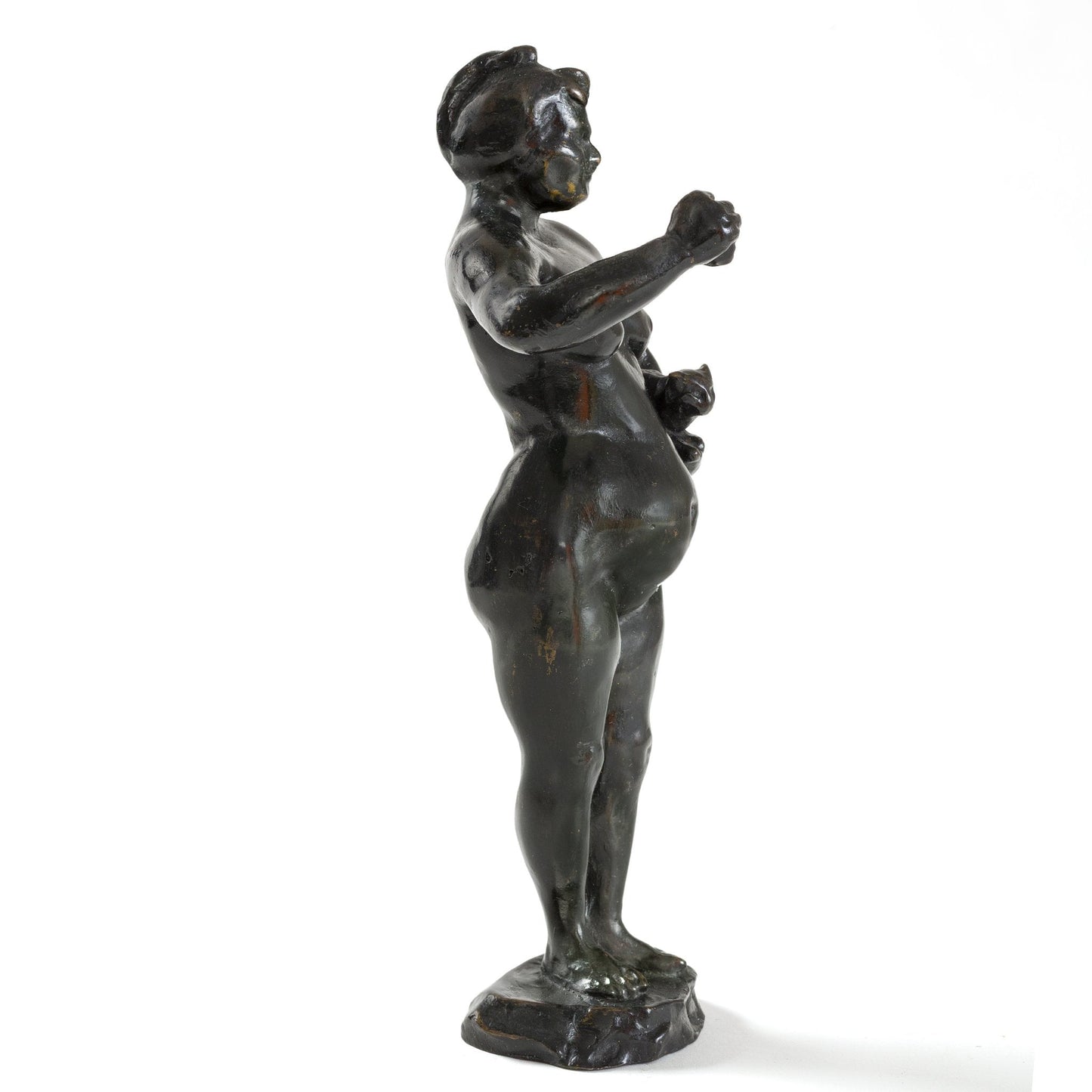 François-Rupert Carabin "Woman and Cat" Patinated Bronze Sculpture