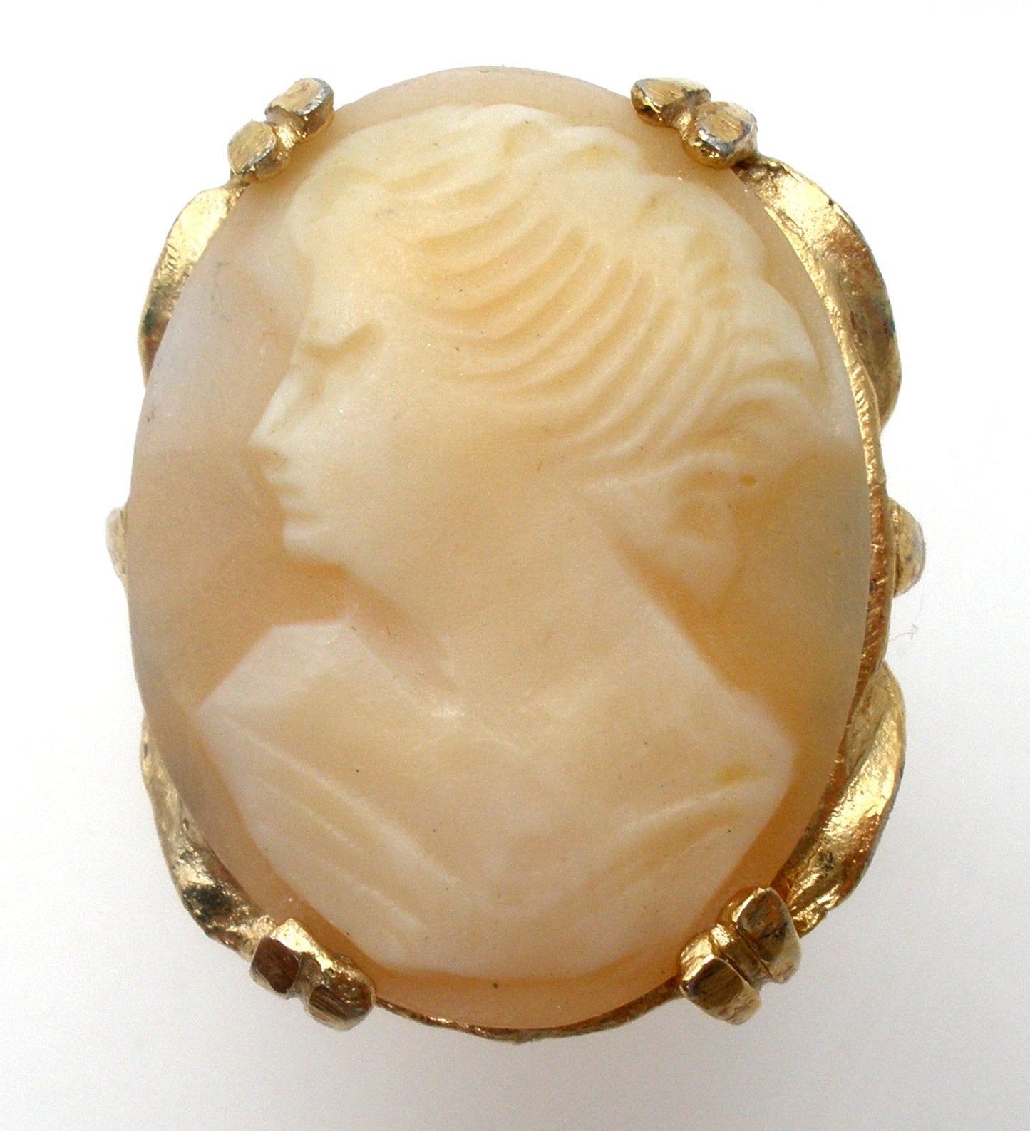 Carved Shell Cameo Ring Adjustable Size