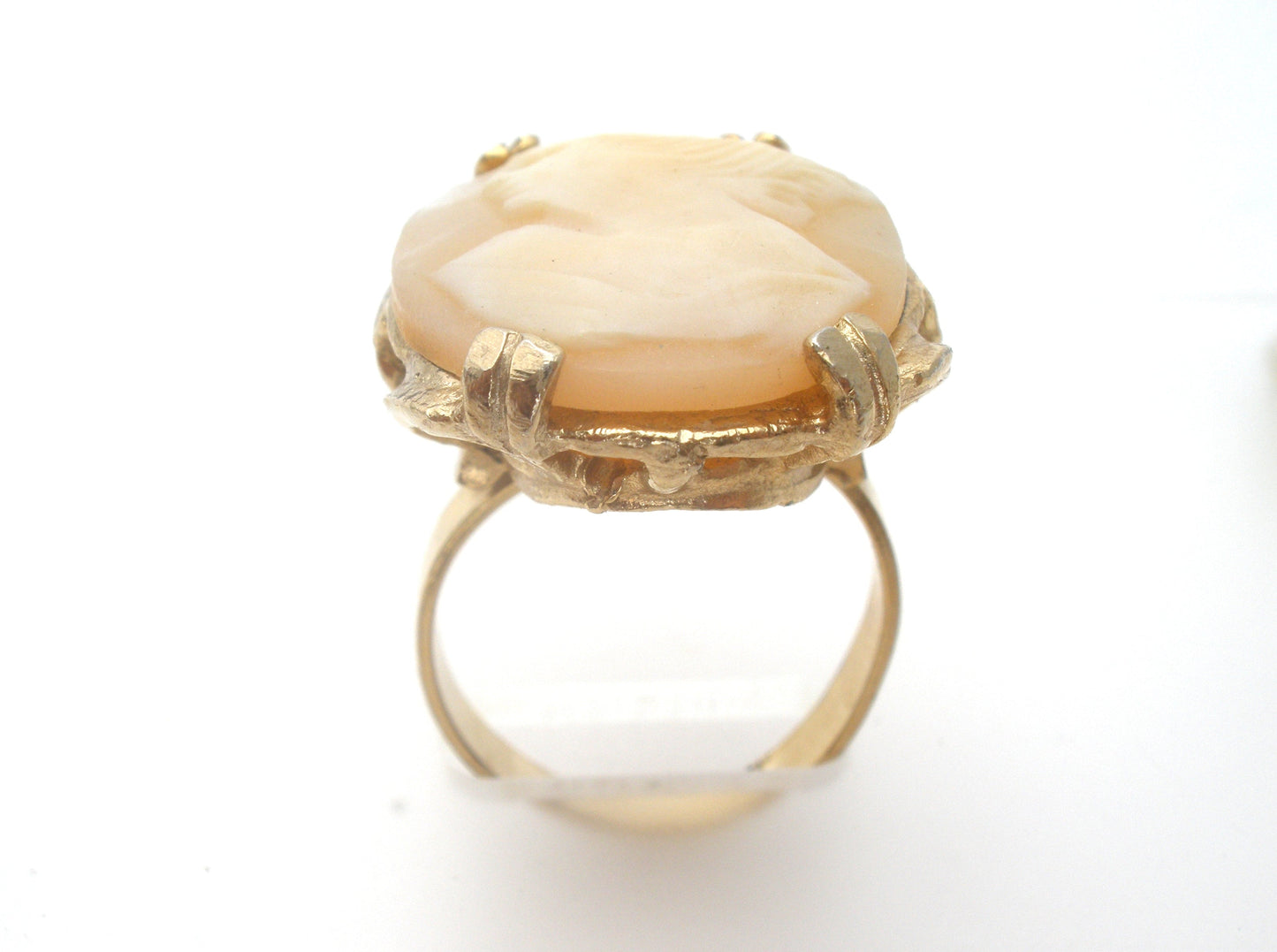 Carved Shell Cameo Ring Adjustable Size