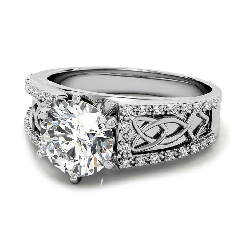 Cathedral Celtic Moissanite Wide Band Engagement Ring