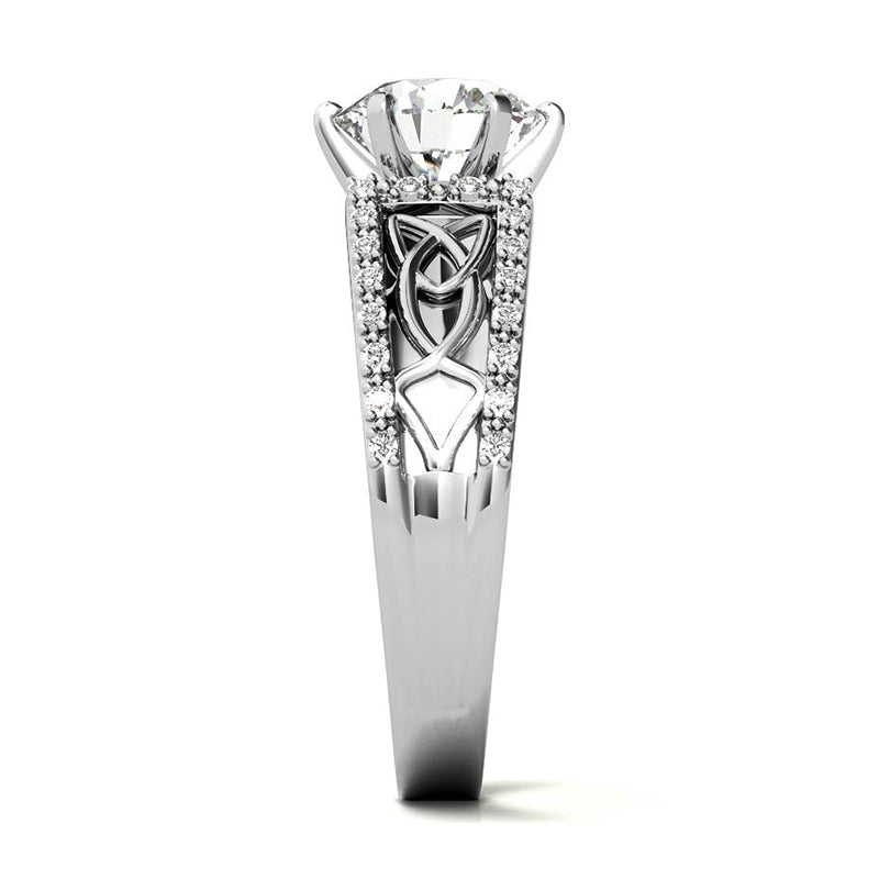Cathedral Celtic Moissanite Wide Band Engagement Ring