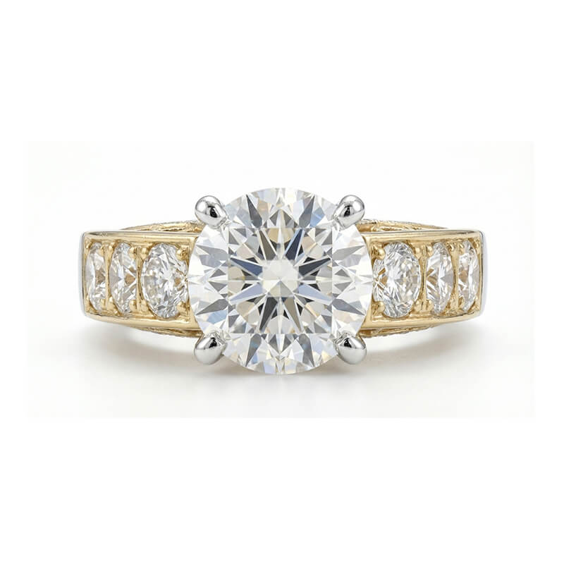 Cathedral Moissanite Two-Tone Architectural Lattice Engagement Ring