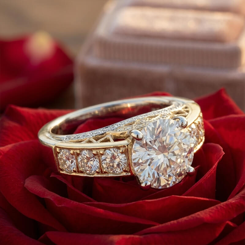 Cathedral Moissanite Two-Tone Architectural Lattice Engagement Ring