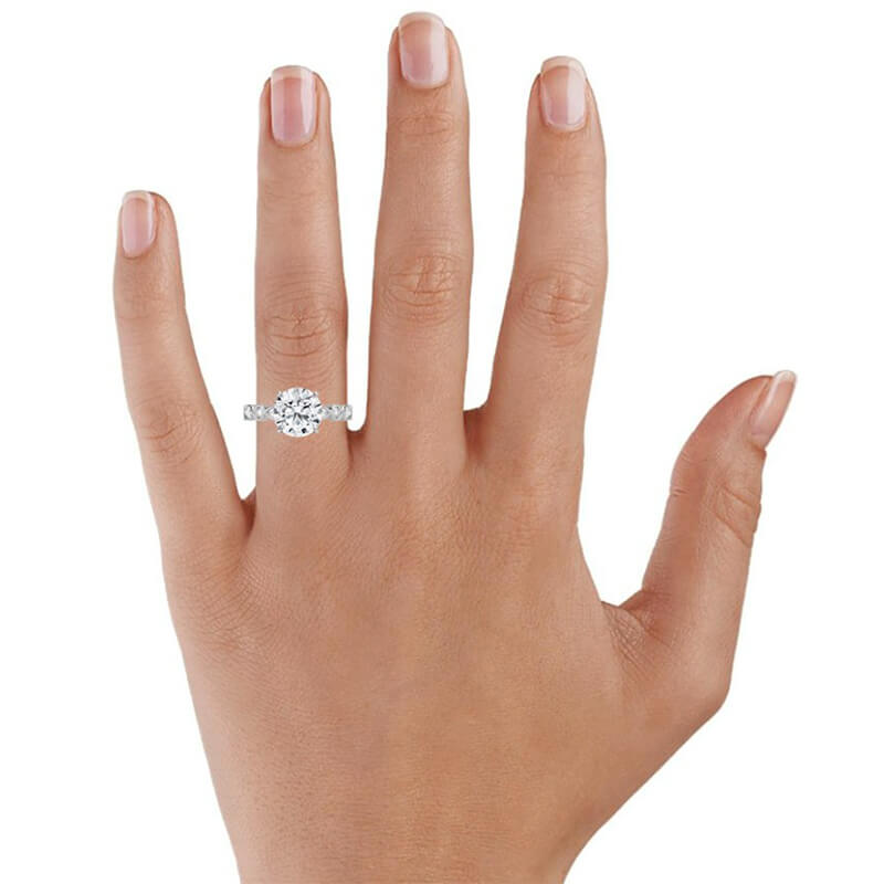Cathedral Round Moissanite Alternating Round And Marquise Engagement Ring
