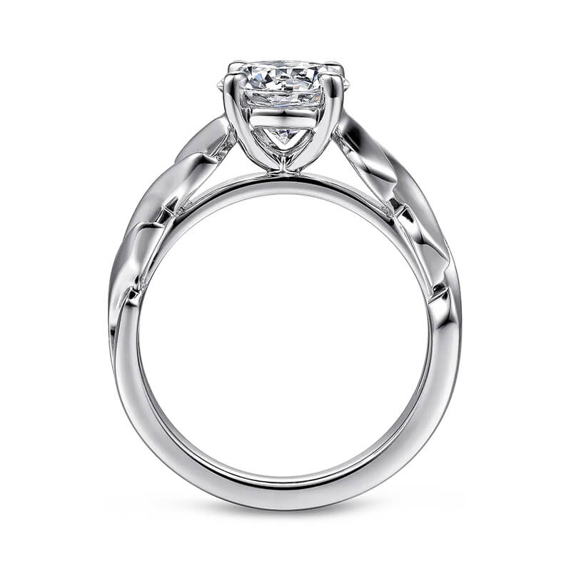 Cathedral Solitaire Round Moissanite X-Cross Twisted Engagement Ring