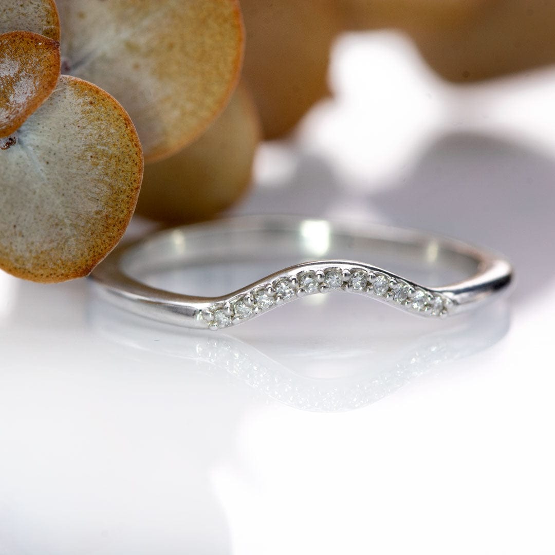 Tressa Bridal Set- Three Stone Cushion Moissanite & Pear Blue Sapphire Engagement Ring & Cecilia Band