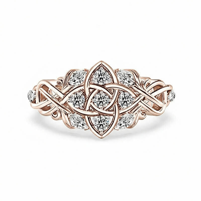 Celtic Knot Moissanite Cluster Engagement Ring