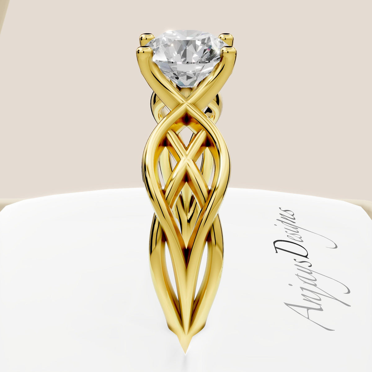 Celtic Engagement Ring 1 CT Round Lab Created Diamond Solitaire Ring