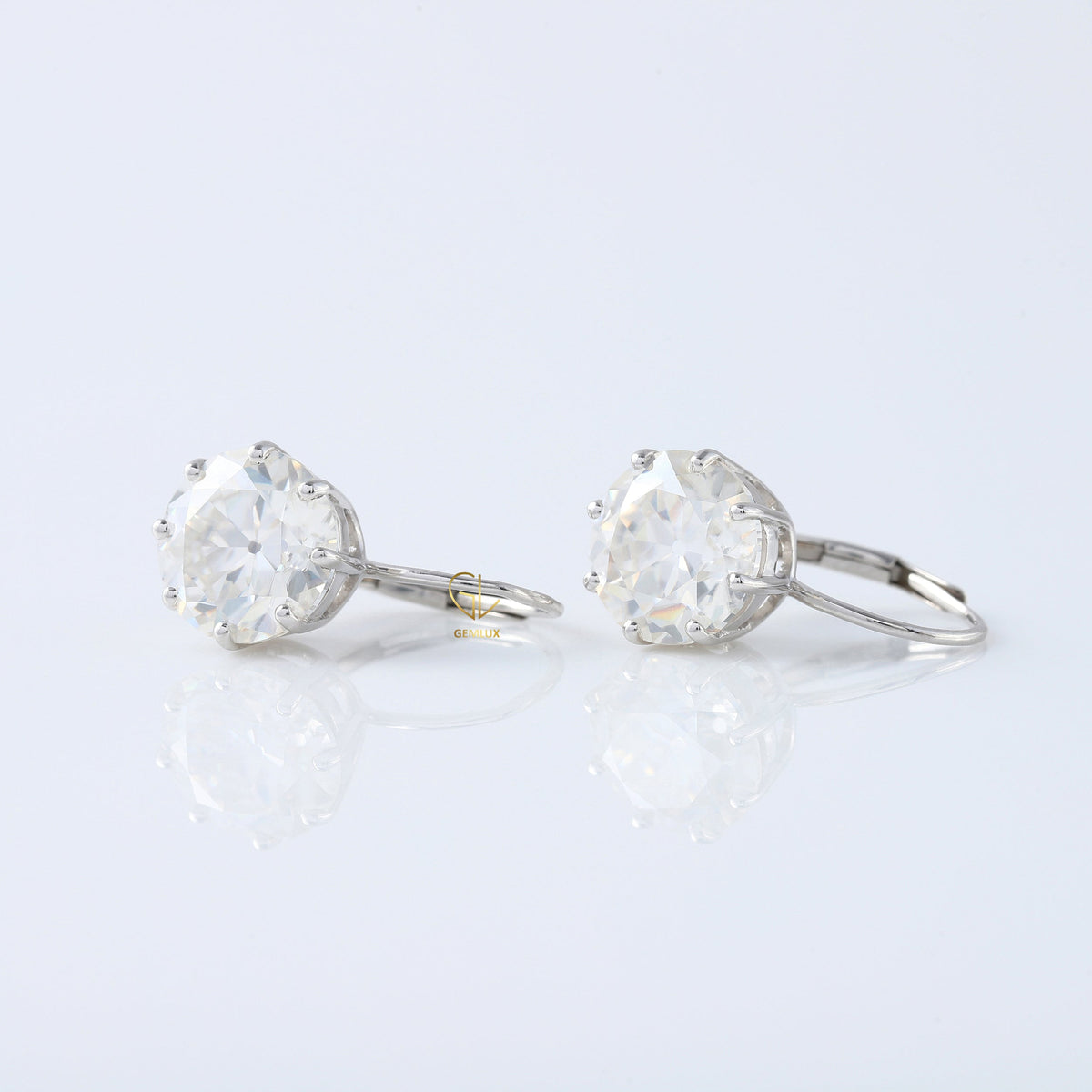 Certified Old European Round Cut Lab Grown Drop Earrings