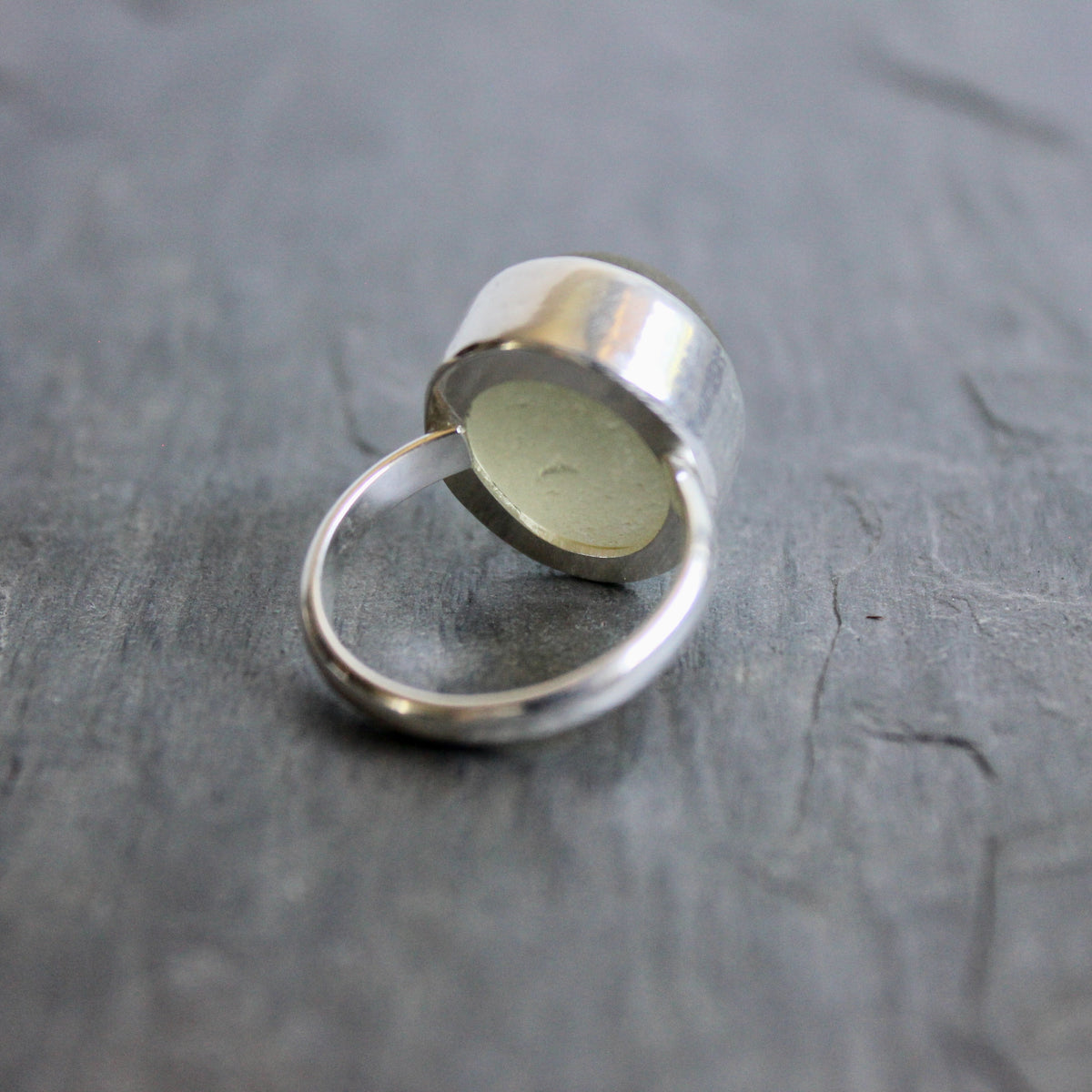Chunky Champagne Sea Glass Ring | Sterling Silver | Handmade | Size 9