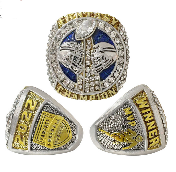 2022 FFL Fantasy Football League Championship Ring, Fantasy Football Winner Trophy Ring