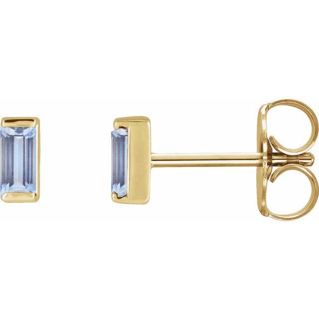 Channel-set Baguette Tanzanite Gold or Platinum Stud Earrings