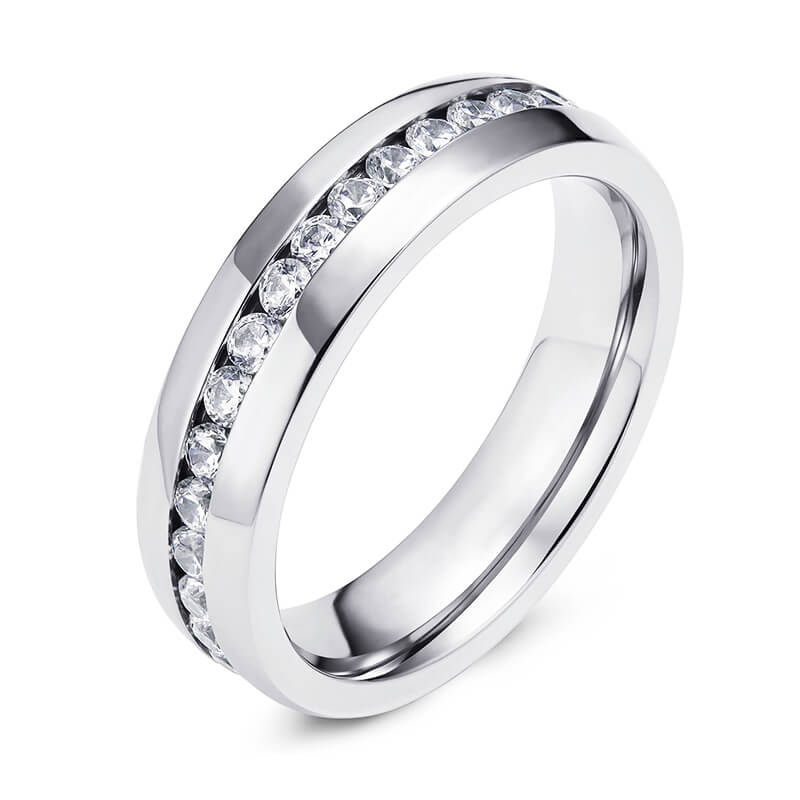 Channel Set Moissanite Eternity Wedding Band