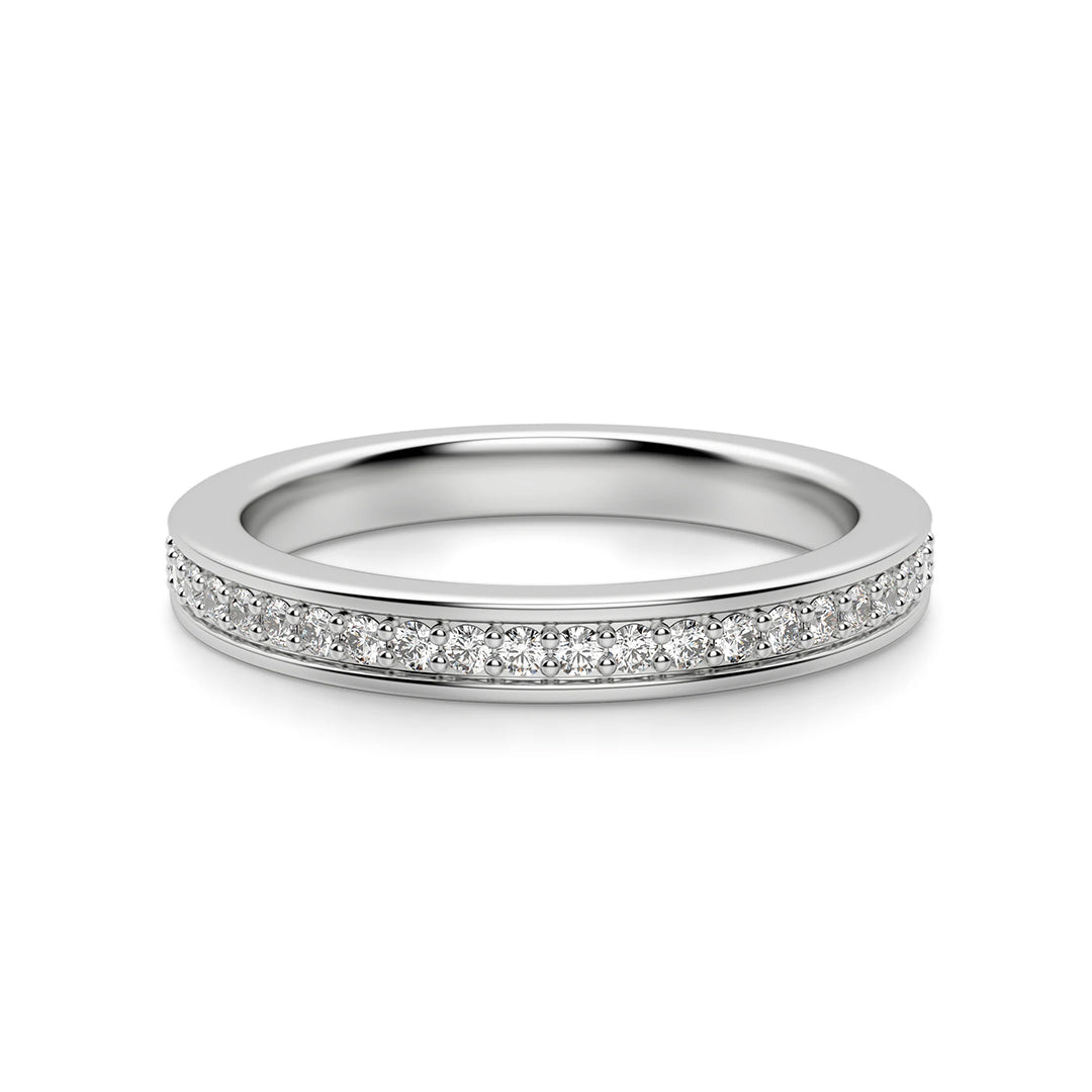 Channel Set Moissanite Half Eternity Sterling Silver Wedding Band Ring