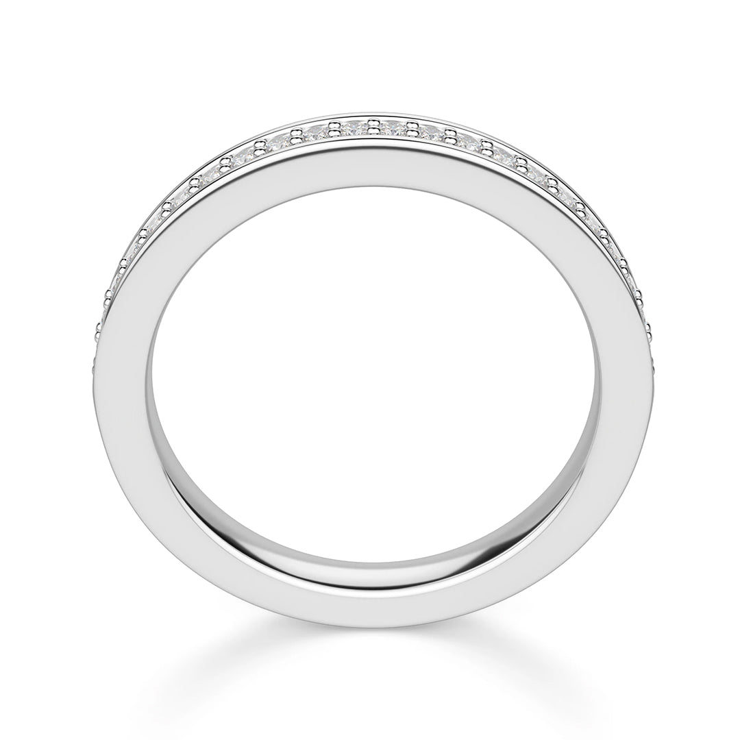 Channel Set Moissanite Half Eternity Sterling Silver Wedding Band Ring