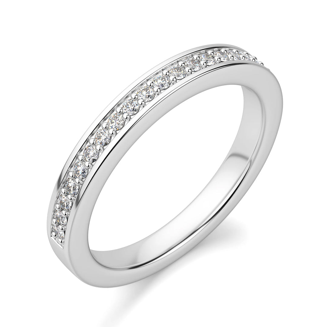 Channel Set Moissanite Half Eternity Sterling Silver Wedding Band Ring