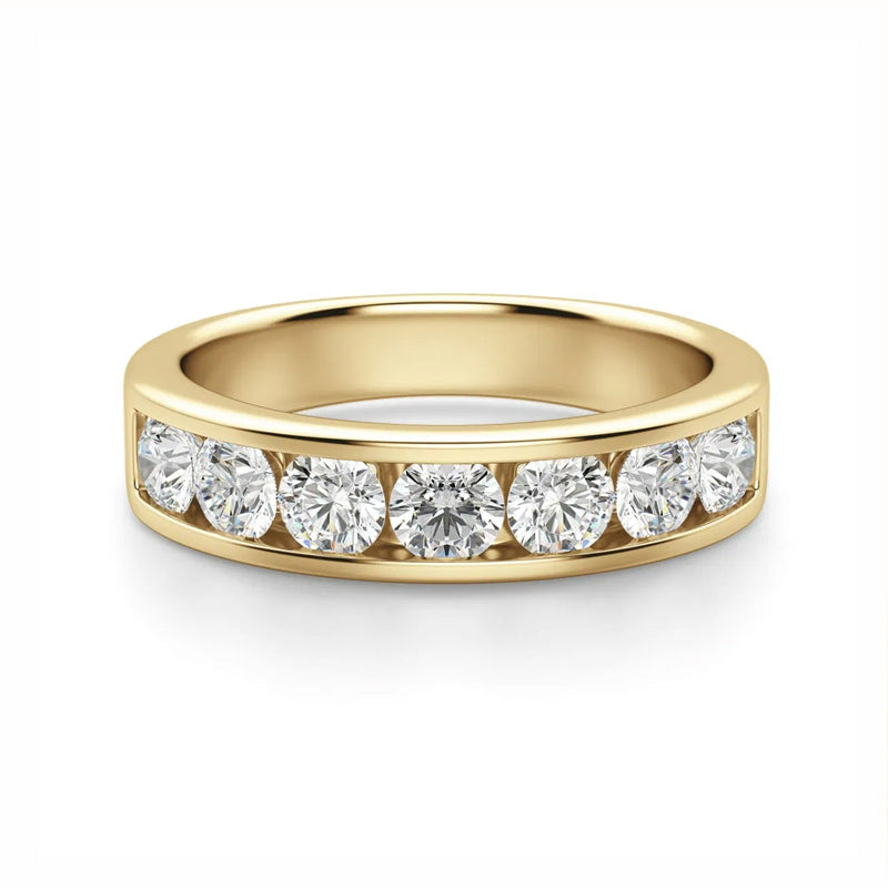 Channel Set Moissanite Half Eternity Wedding Band Ring In Sterling Silver