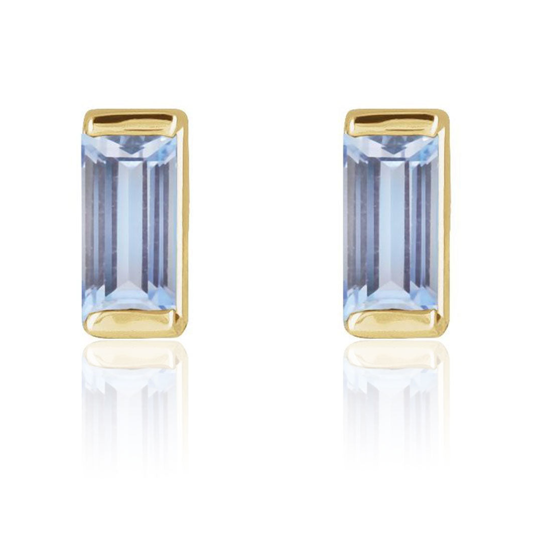 Channel-set Baguette Tanzanite Gold or Platinum Stud Earrings