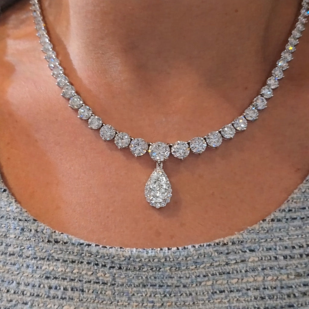 Tennis Necklace with 3 Free Interchangeable Pendants